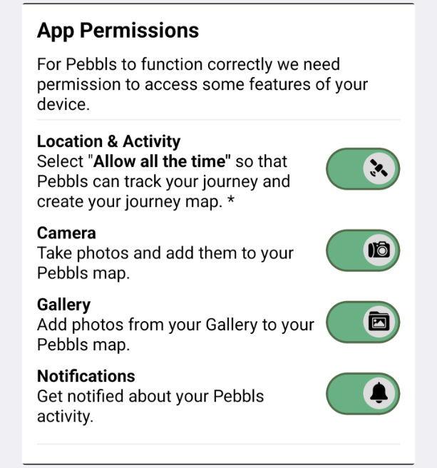 Pebbls App Permissions
