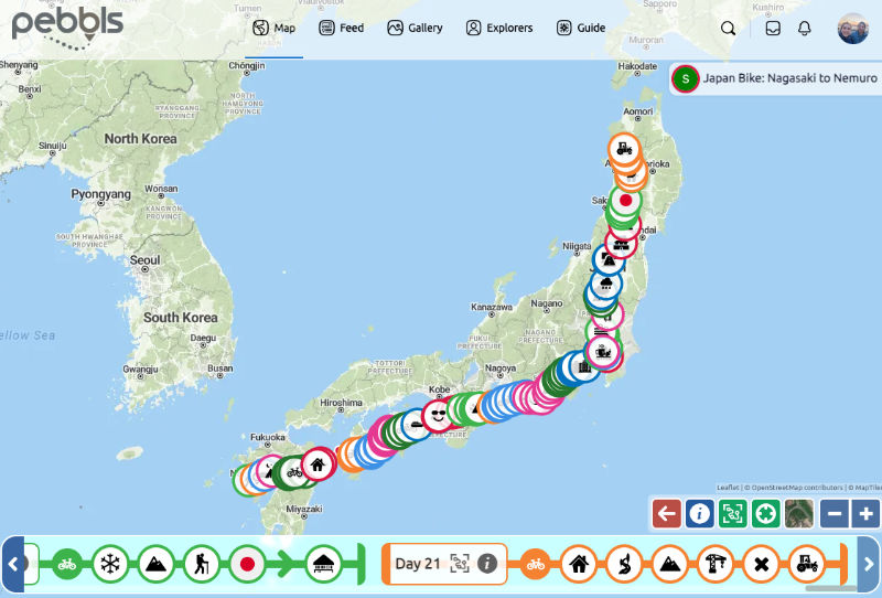Pebbls Adventure Map - Cycling Japan